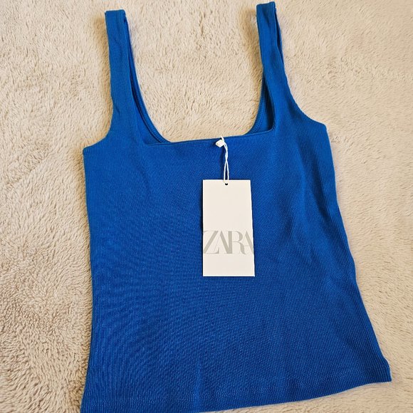 ZARA Royal Blue Tank Top Basics - Picture 1 of 5